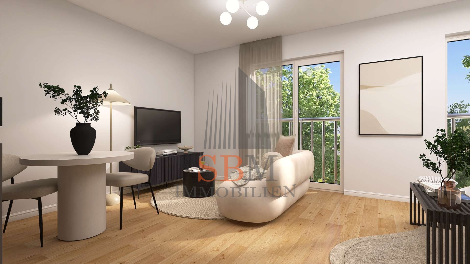 Luxuriös möbliertes Stadtapartment im repräsentativen Neubauensemble - Wohnzimmer